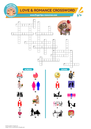 Love Romance Vocabulary Crossword Teaching Resources