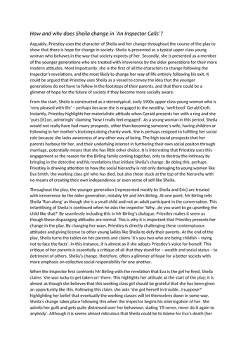 An inspector calls exemplar essay aqa image