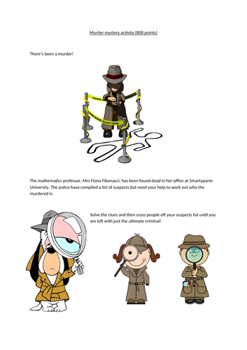 Maths murder mystery