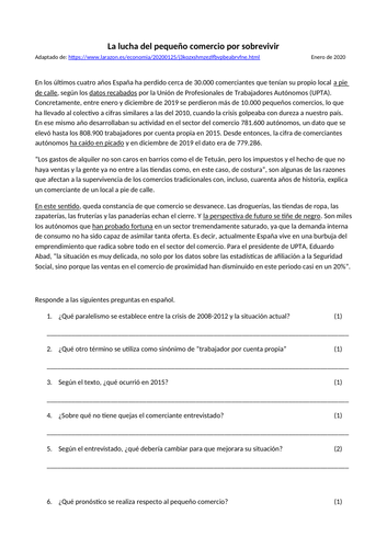 Economía y sociedad en España; la crisis del pequeño comercio