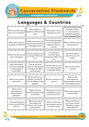 Languages & Nationalities - Conversation Flashcards