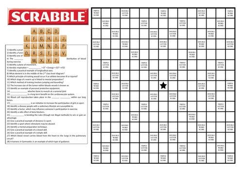 OCR GCSE PE Scrabble Games