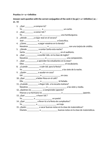 Practice ir a infinitive