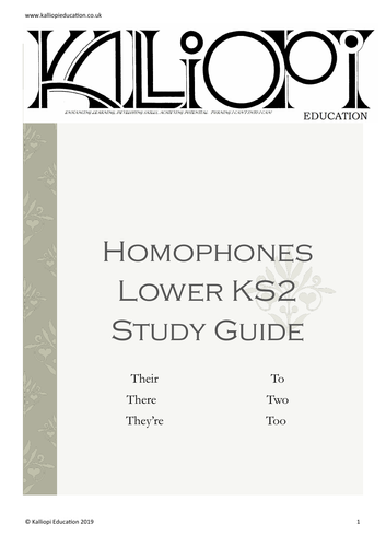 Homophones study guide