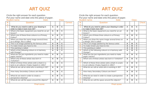 Art Quiz (Key Stage 3)