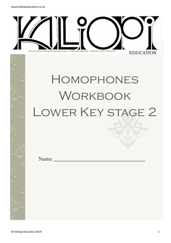 Homophones workbook