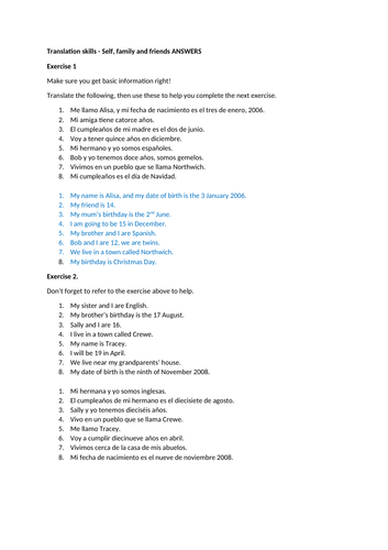 Self, family and friends translation skills