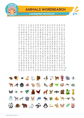 Animals Vocabulary Word Search