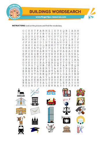 Buildings Vocabulary Word Search