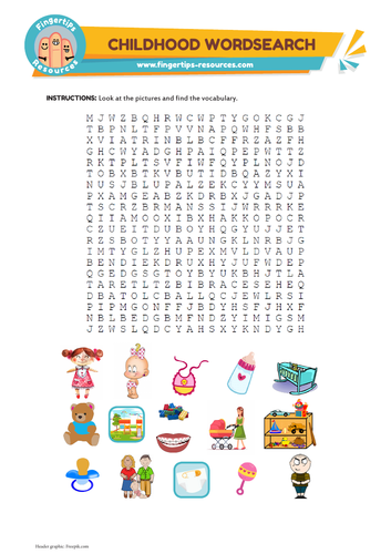 Childhood Vocabulary Word Search