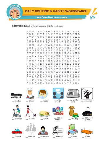 Daily Routine Word Match Game 