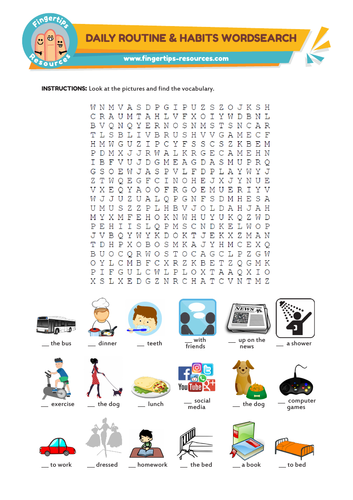 Daily Routine Vocabulary Word Search