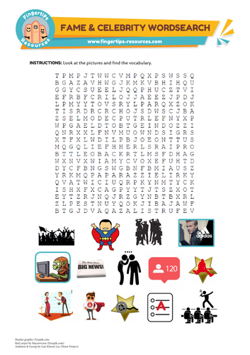 Fame & Celebrity Vocabulary Word Search