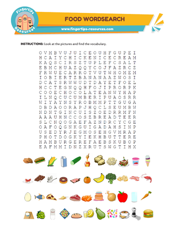Food & Drink Vocabulary Word Search