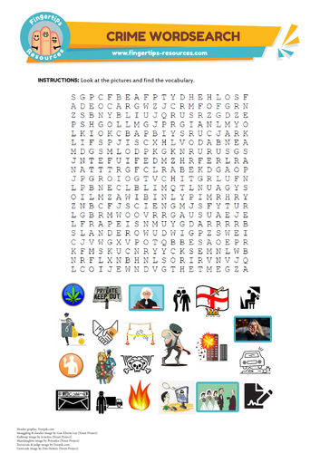 Crime Vocabulary Word Search