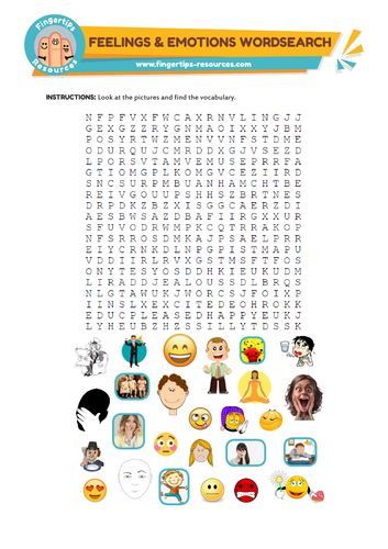 Feelings & Emotions Vocabulary Word Search