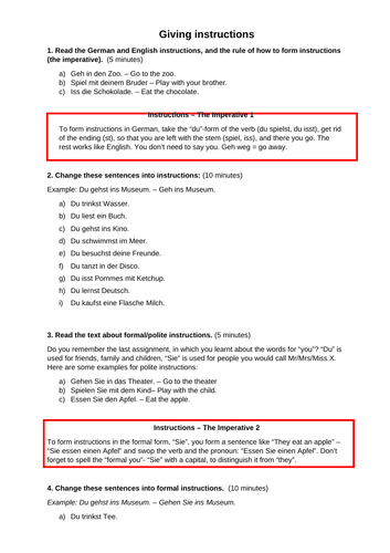 Instructions - the imperative