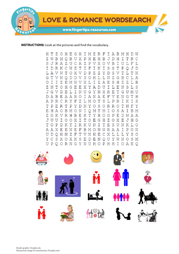 Love &amp; Romance Vocabulary Word Search | Teaching Resources