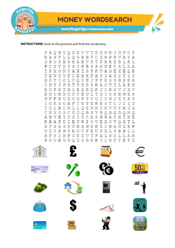 Money Vocabulary Word Search Teaching Resources 4108