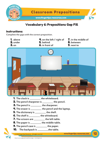 Prepositions of Place Gap Fill