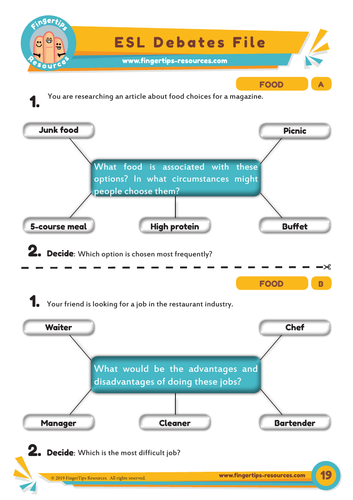 Food Debate Activity Teaching Resources