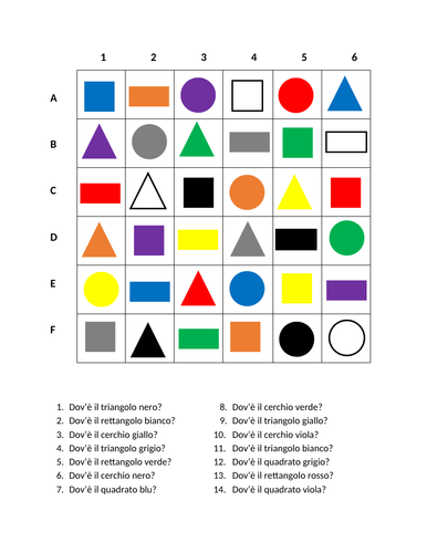 Colori e Forme Italian Find it Distance Learning