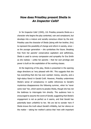 An Inspector Calls: Sheila Essay (Top Band)