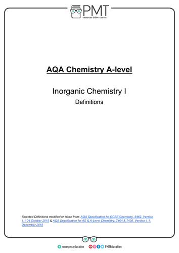 AQA A-level Chemistry Definitions