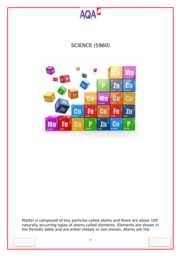 AQA ELC Chemistry  Booklet