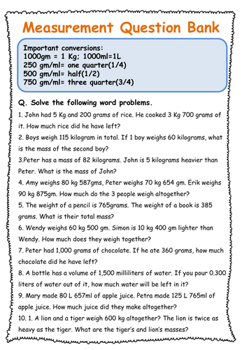 Measurement question bank