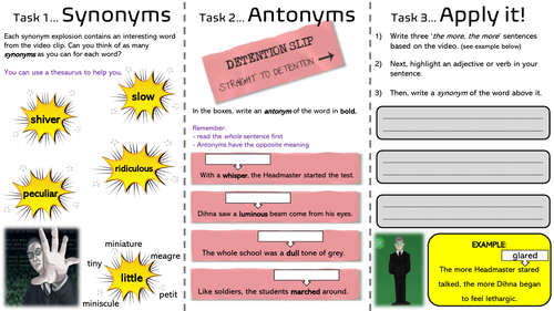 Antonyms and Synonyms - demon headmaster | Teaching Resources