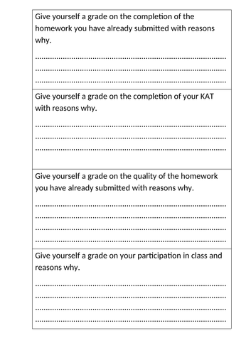 Self Assessment boxes