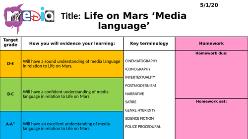 Life on Mars media language
