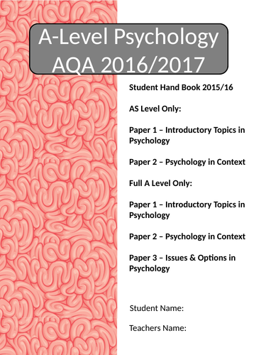 Psychology A Level AQA Student Handbook