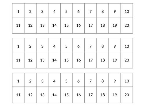 Numberline 1 - 20