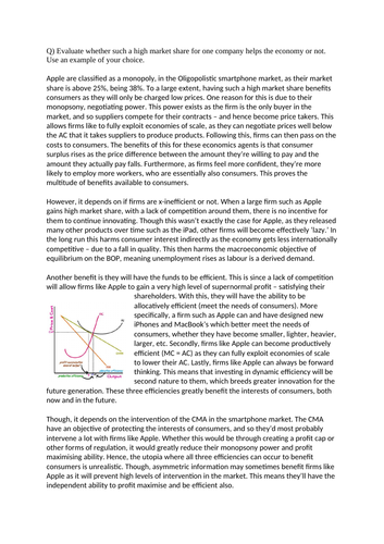 Impacts of High Market Shares on the Economy - A* Economics Answer - 25 Marker - Paper 3