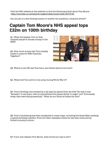 Captain Tom Moore - Fact Finding Challenge