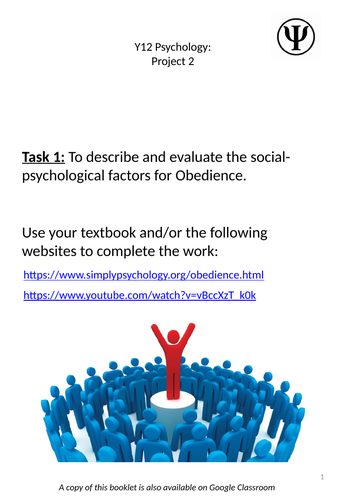 AQA A level psychology booklet - remote learning
