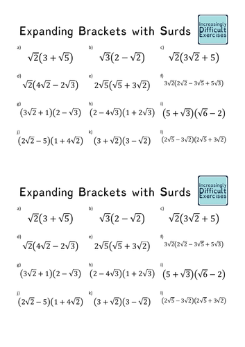 Increasingly Difficult Questions - Expanding Brackets with Surds