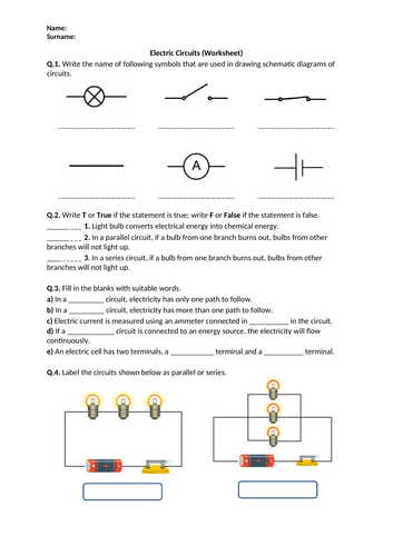 Electric Circuits - Worksheet | Printable and Distance Learning ...