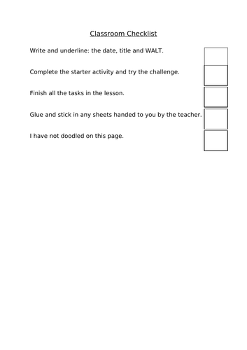 Classroom Checklist