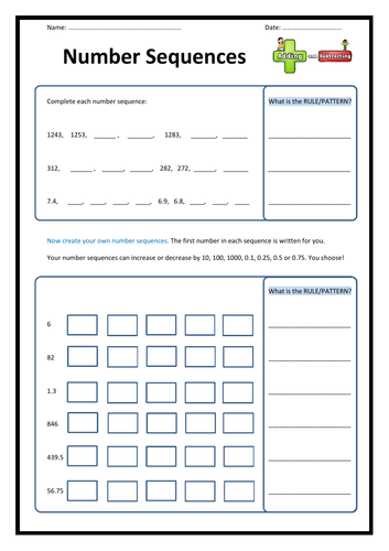 Year 6 Number Sequences (2-page work booklet)