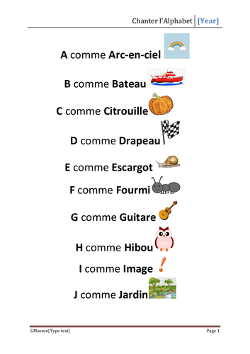 French Words Starting With G, H, I and J