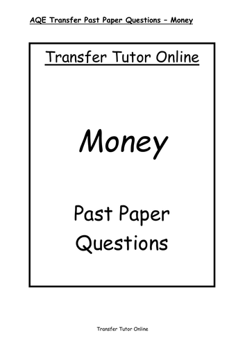 GL AQE 11+ Transfer Test Money Revision Pack