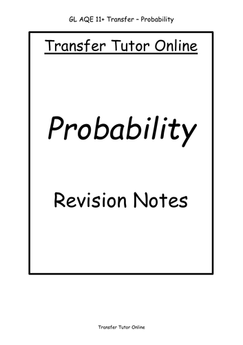 GL AQE 11+ Transfer Test Probability Revision Notes