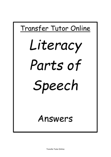 GL AQE 11+ Transfer Test Literacy Parts of Speech Pack