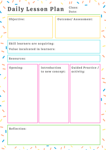 Daily Lesson Plan Template Printable