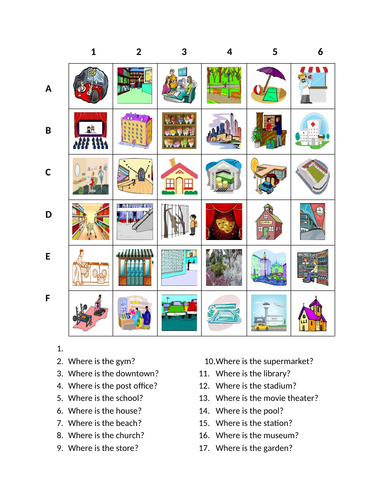 Places in English Find it Worksheet Distance Learning | Teaching Resources