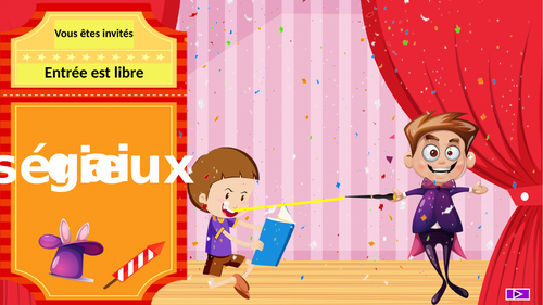 Opposites  in French.   Les contraires.   Magic game.