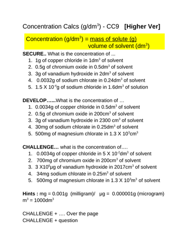 Edexcel  calculate the concentration in g/dm3 Gd 6-9